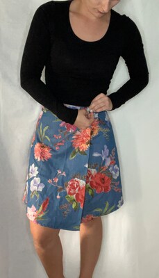 Denim Wrap Skirt, High Waisted Skirt, Button Skirt with side slit - image6